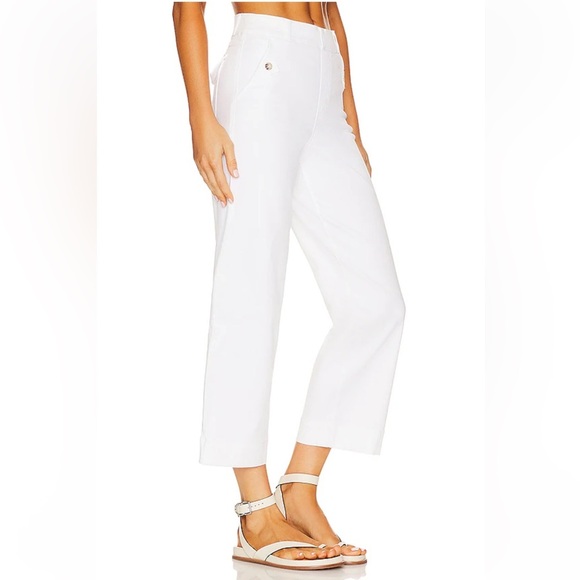 SPANX Stretch Twill Cropped Wide Leg Pant White Womens Sz XL Pull On Flared - Picture 2 of 16